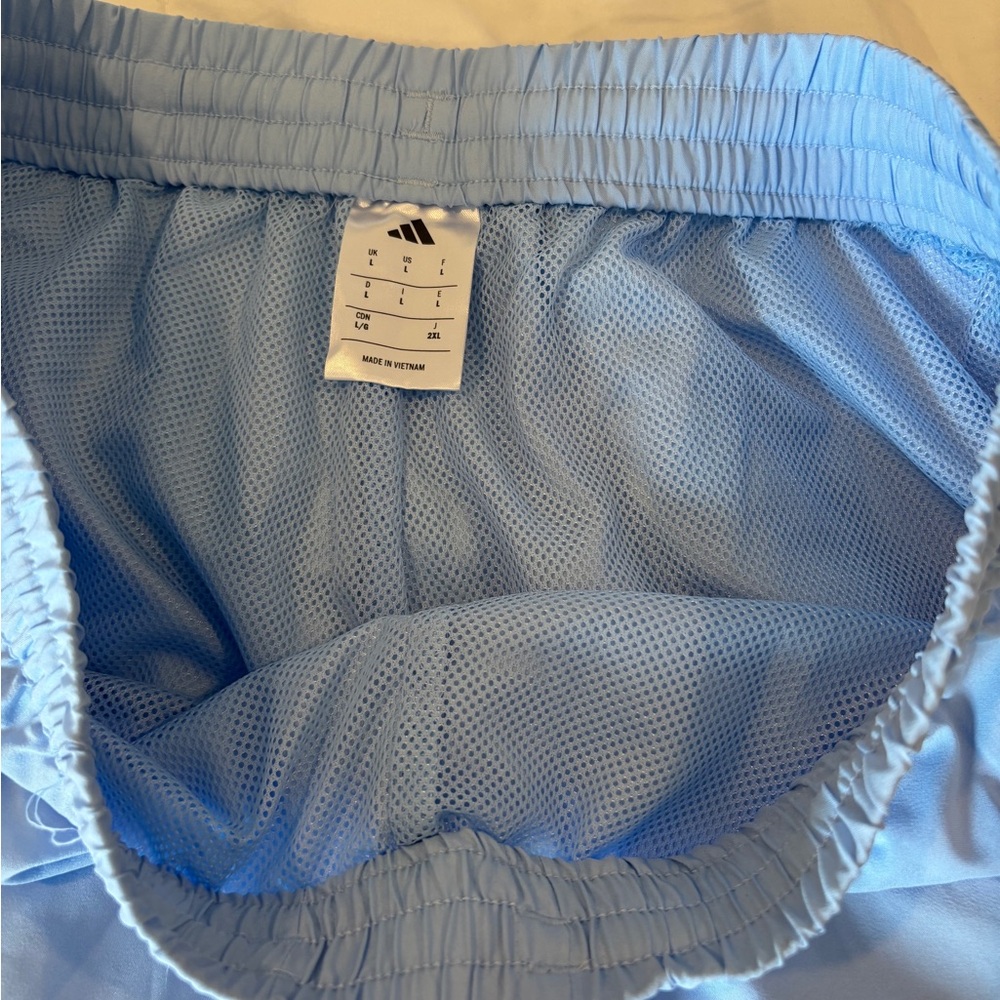 adidas Light Blue Athletic Shorts with Black Accents - Picture 3 of 4